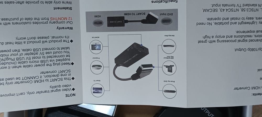 Adapter Konwerter eurozłącze Av Scart na HDMI 720P 1080p