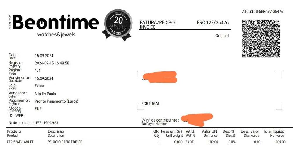 Relógio Casio Edifice EFR-526D-1AVUEF, braceletes em pele extra, Novo
