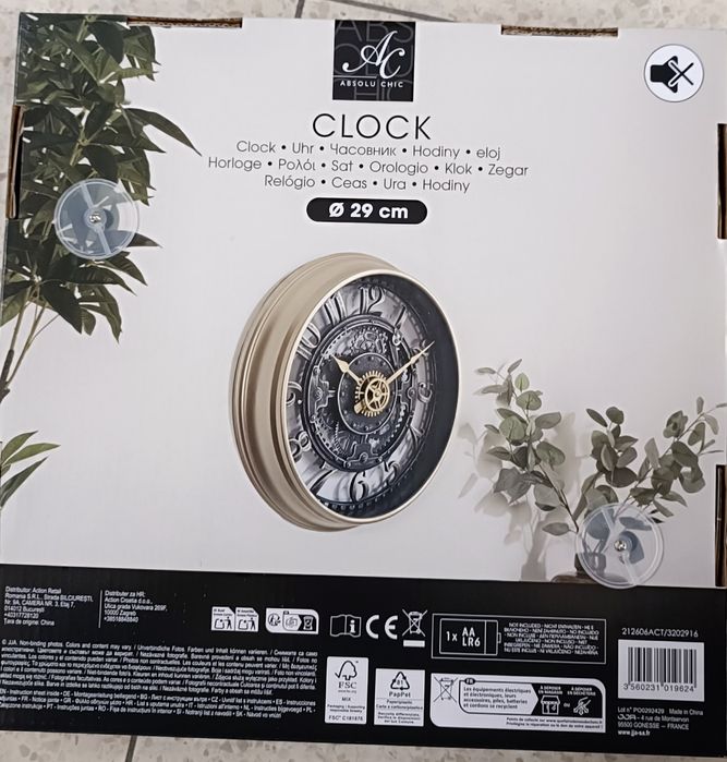 Relógio de parede estilo industrial 29cm