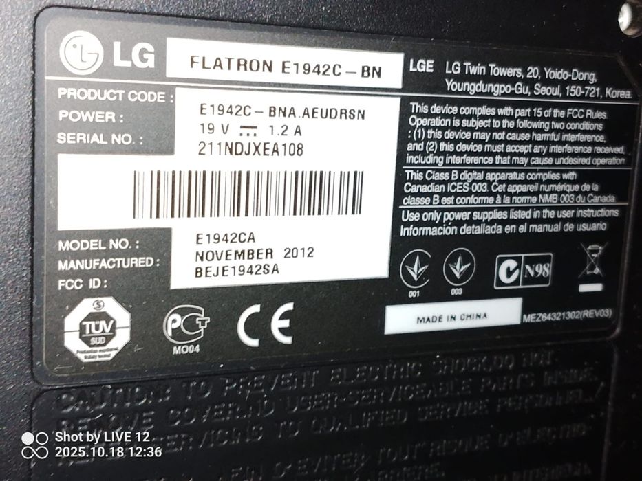 Monitor LG Flatron 19' E1942C-BN