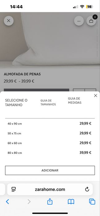 Almofadas de penas Zara Home - novas