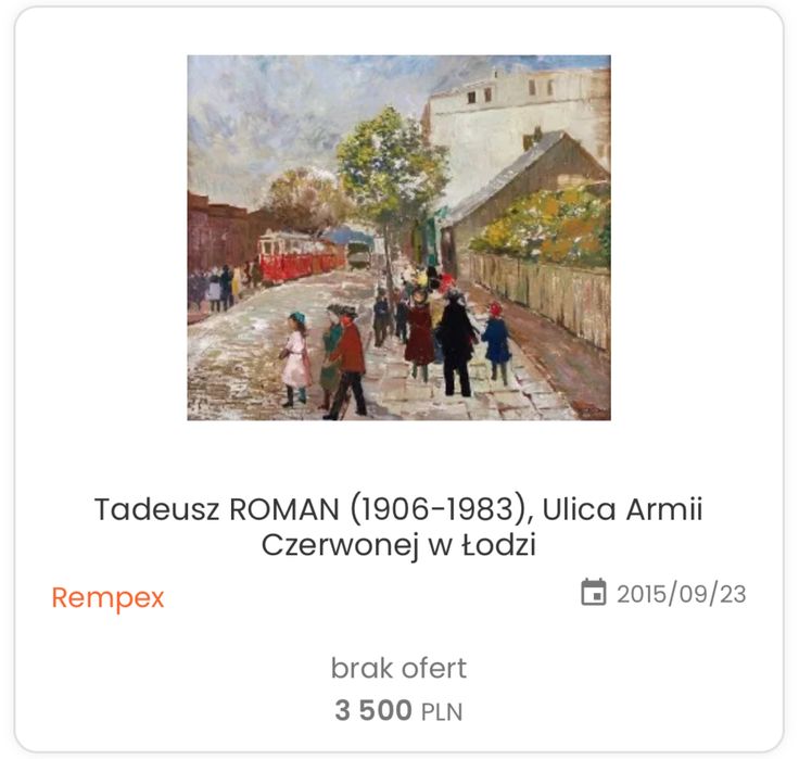 Tadeusz Roman „Ulica Armii Czerwonej w Łodzi” – obraz olejny