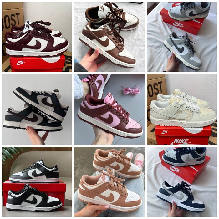 р36-45 Кросівки Nike Dunk Low Brown Beige White Black Grey