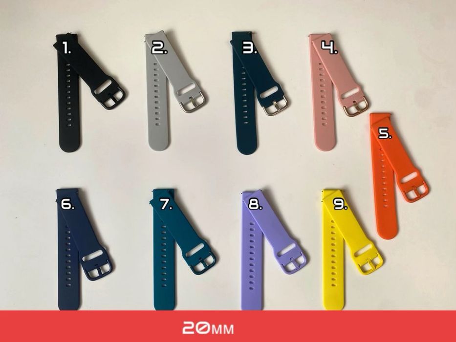 Силіконовий ремінець 20 мм та 22мм ремешок amazfit samsung xiaomi redmi