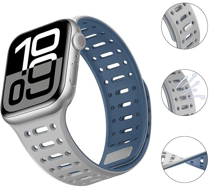 Pasek Apple Watch Silikonowy Sportowy Szaro Niebieski 38-42 mm