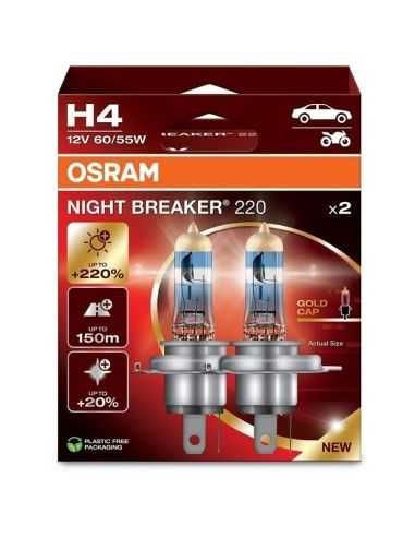 Lâmpadas Osram Night Breaker +220% H4, H7, H11 Carro/MOTO