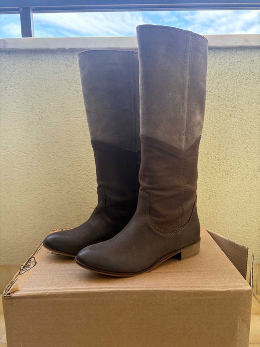 Botas castanhas pele e camurça Pull & Bear