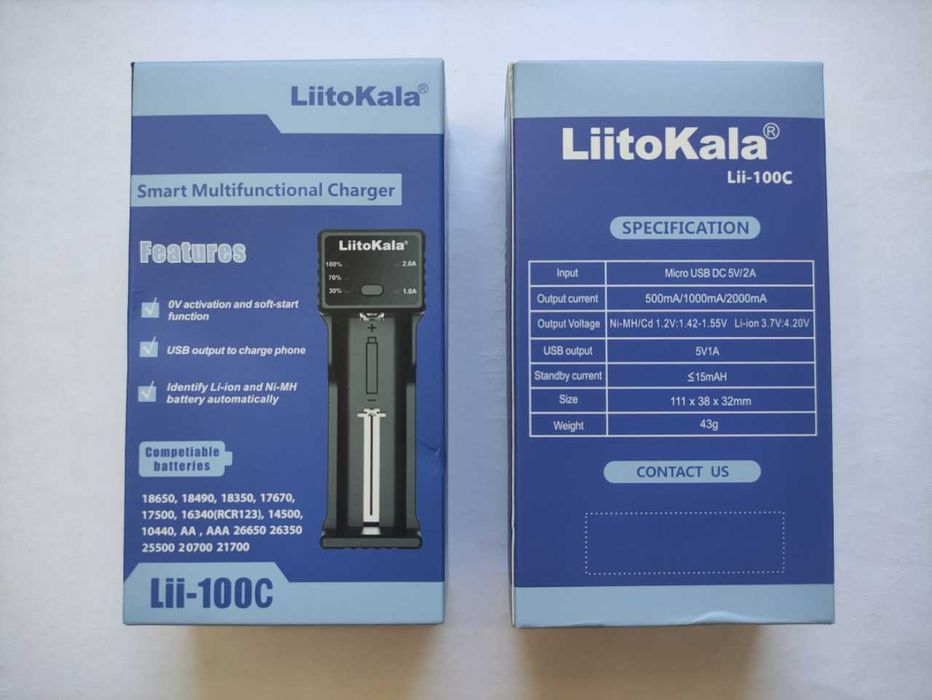 Liitokala Lii-100C - turystyczna ładowarka AA/AAA/18650+POWERBANK