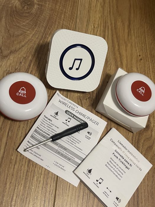 Bezprzewodowy Dzwonek Pager Przywoławczy 2 przyciski IP55 wodoodporny