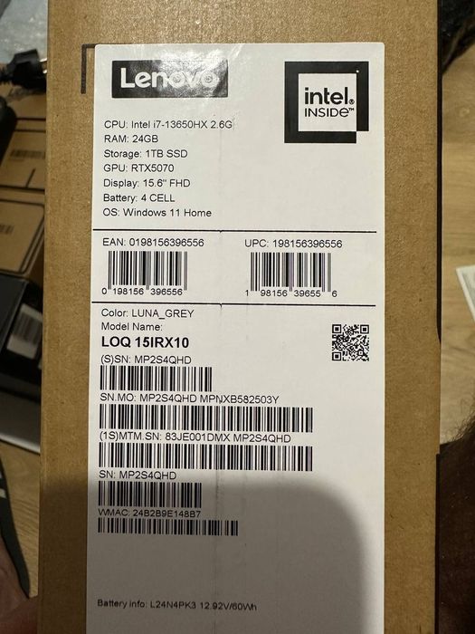 RTX 5070 8gb + i7-13650HX • Lenovo LOQ 15,6" 144hz  • 24gb/1tb
1