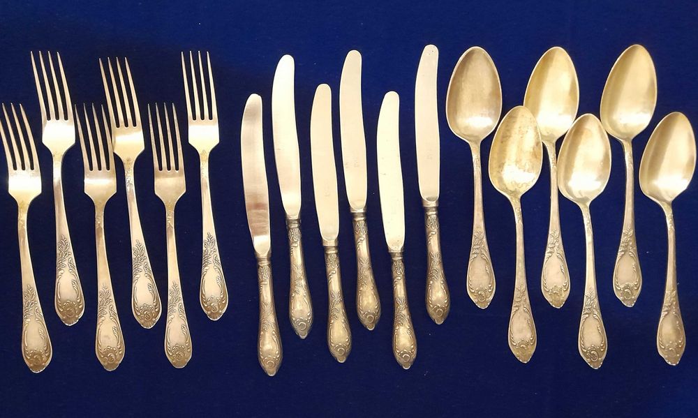 Столовый набор на 6 персон, мельхиор МНЦ (нейзильбер) ЗиШ