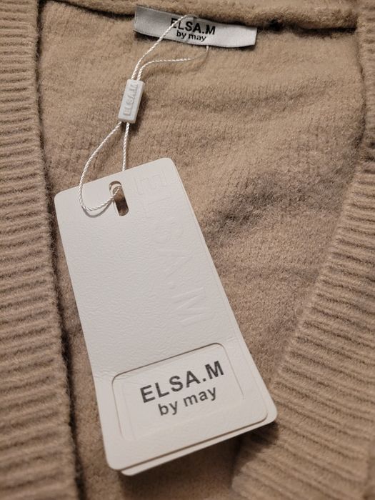 Sweter damski nowy beżowy zdobiony XXL