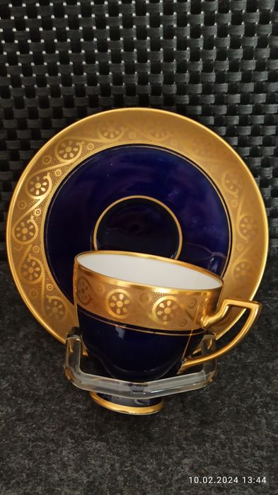 Porcelana Waldershof Rosenthal DUO 150 ml Złocona Jubilerska  22 K Au
