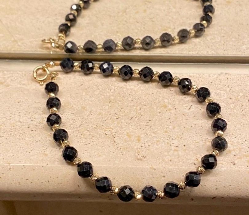 Duże szafiry 5.5mm, bransoletka z szafirów, złoto 375