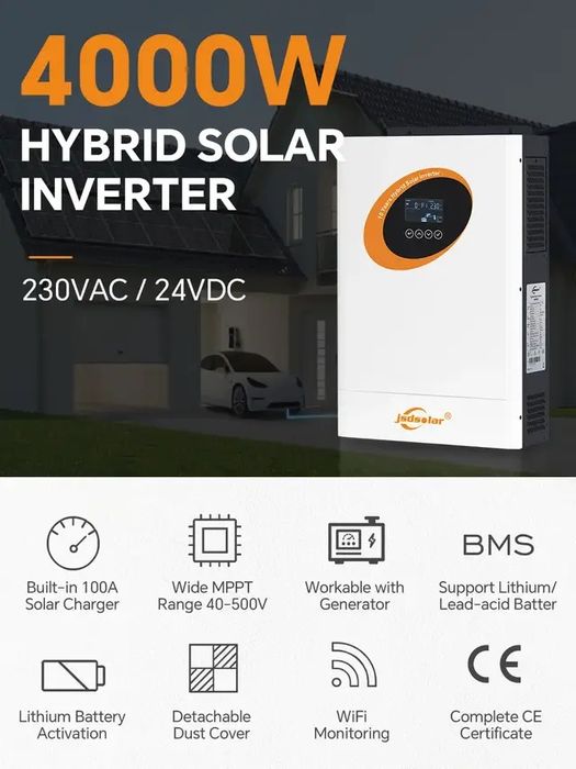 Гібридний інвертор JSDSolar 4KW 24V Hybrid Solar JSDSolar J4000HC WIFI