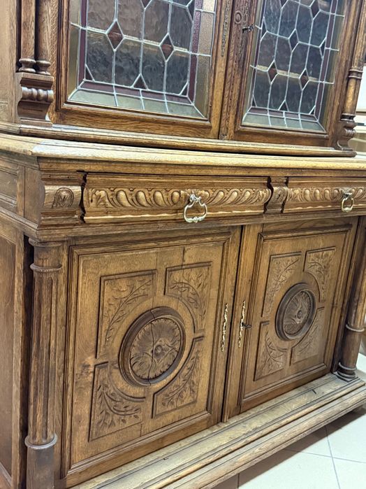 Eklektyczny kredens z Francji | Komoda + witryna witraże DOWÓZ