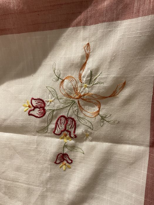 Obrus chusta bieżnik bawełna len ręcznie wyszywany