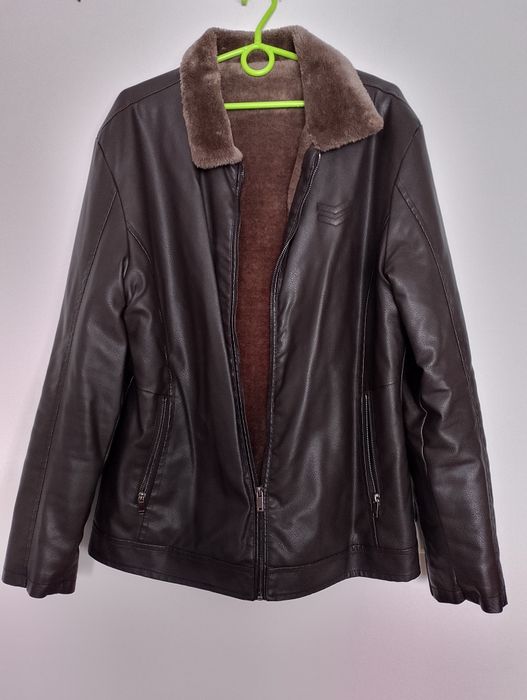 Nowa bez metki Kurtka męska z futerkiem z eko skóry L