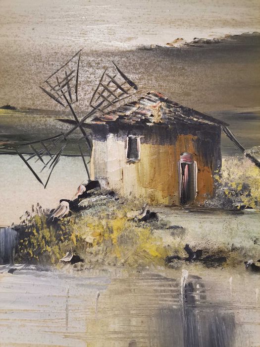 Pintura a óleo com moldura