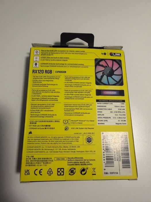 Ventoinha Corsair RX120 RGB