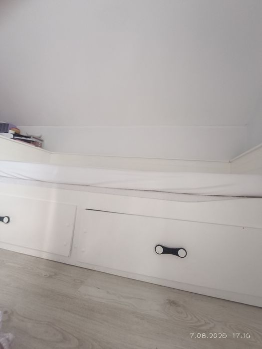 Łóżko rozkładane, ikea - białe z 2 materacami