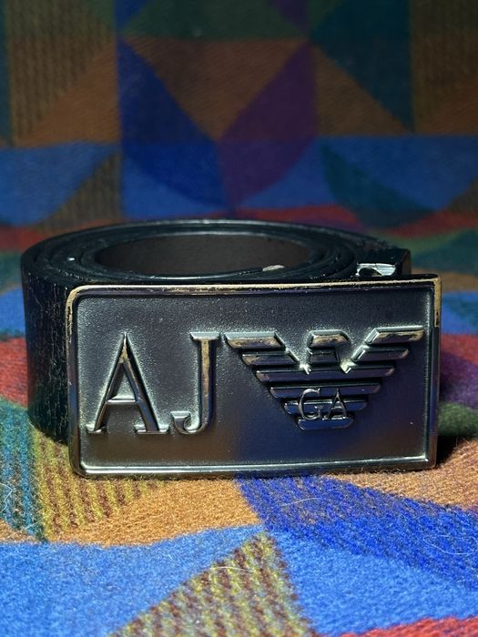 Ремінь Armani Jeans оригінал, натуральна шкіра, чорний