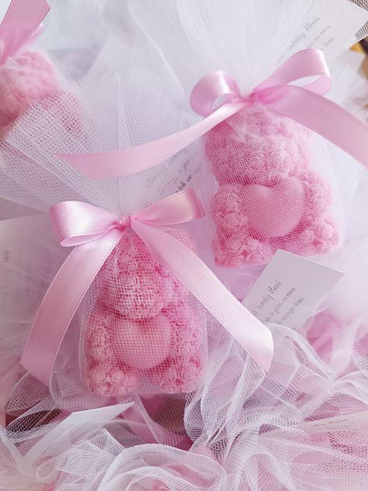 Świece sojowe, podziękowania dla gości Misie z sercem świeczka Komunia, Chrzest, Roczek Ślub, Wesele Baby Shower
