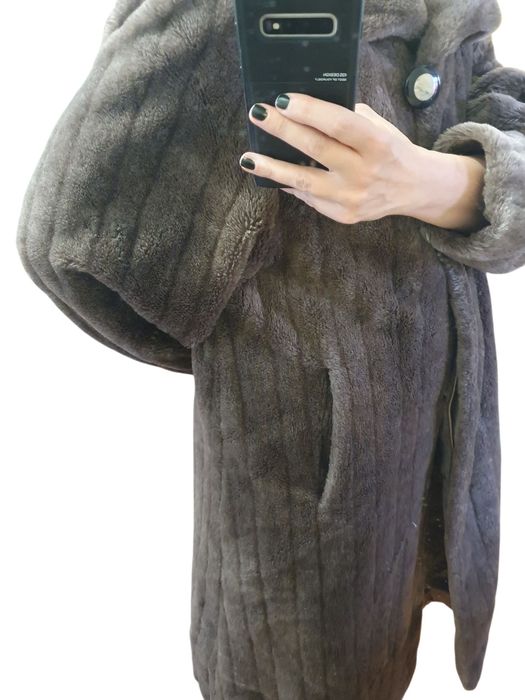 Plaszcz brązowy, wełna z alpaki, moher wełna r.22 ( 46) brązowe