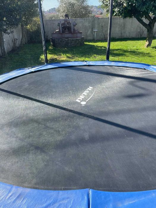 Trampolim Jardim 366cm HAUKI Como Novo Rede Segurança Escada + Capa + Garantia 2 Anos 150kg
