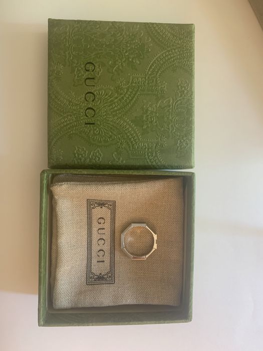 Anel Gucci Link to Love ouro branco & enamel