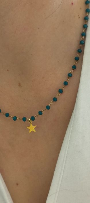 Colar em prata com pedras azuis