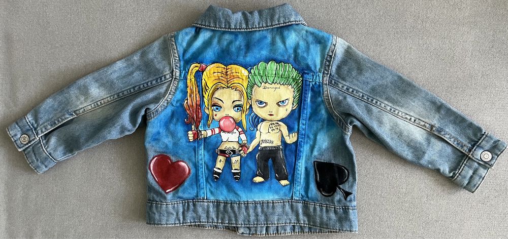 Kurtka jeansowa H&M custom ręcznie malowana r.80