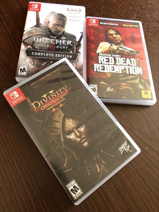 Nintendo Switch: Ведьмак Дикая Охота, Divinity Original Sin, Super Mario Odyssey, Animal Crossing, Disco Elysium Cyberpunk 2077, Red Dead Redemption