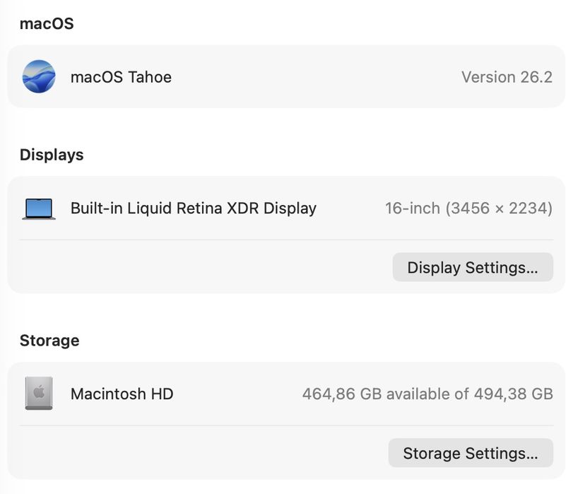 MacBook Pro 16 2021 M1 Pro 32 GB RAM 512GB SSD Gray
