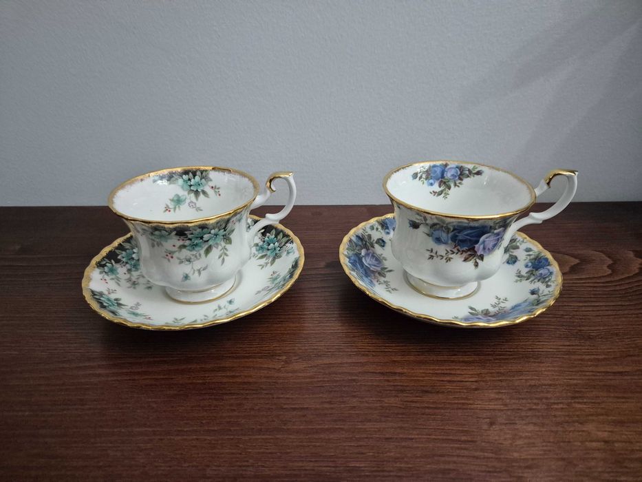 Conjunto de 7 Chávenas diversas Royal Albert e 1 Rococo