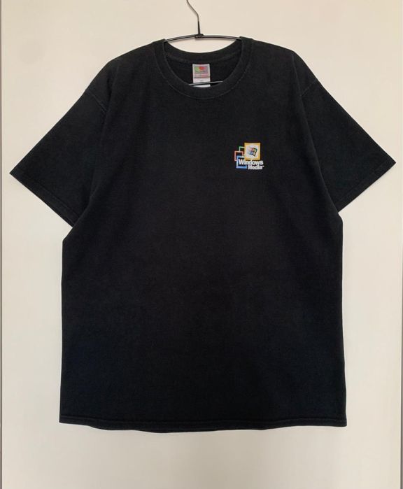 Old money style вінтажна футболка 1990-х ретро - техно IT streetwear Windows Media Powering the Digital Media Revolution виробник Fruit of the Loom XL