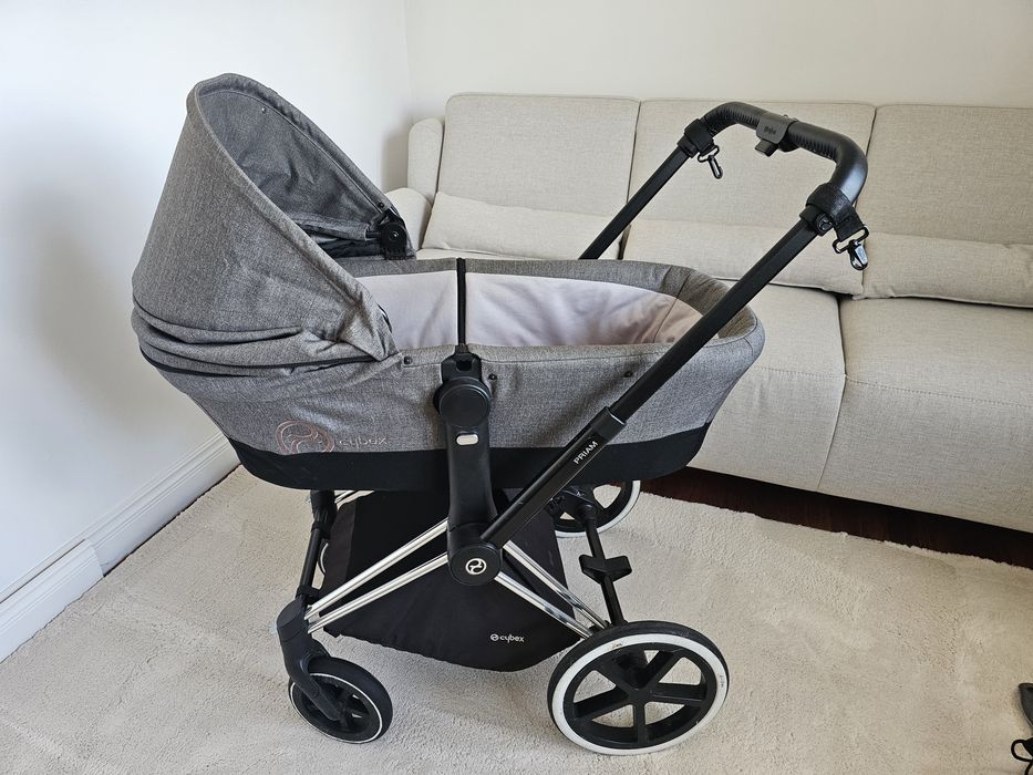 Cybex Priam Manhattan Grey – gondola + adaptery + folia przeciwdeszczowa
