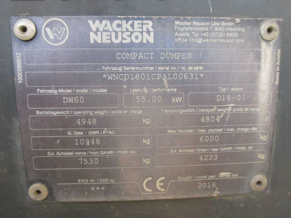 Wozidło kołowe Wacker Neuson DW60 6t ausa obrotowe