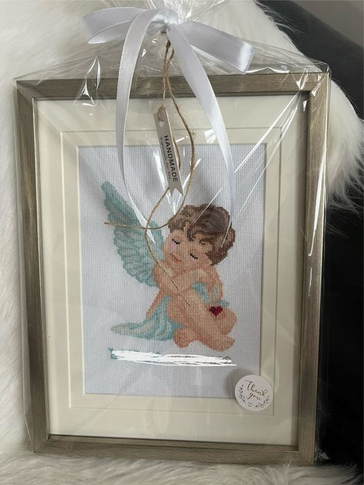 Haftowana metryczka dla dziecka haft krzyżykowy obraz pamiątka obrazek