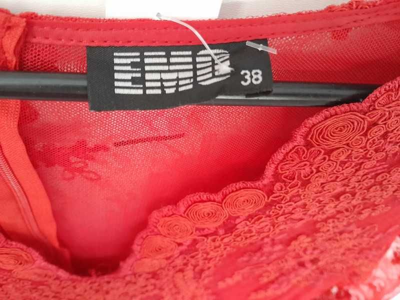 szybka wyprzedaż koronkowa czerwona sukienka 38 emo luna,inubia