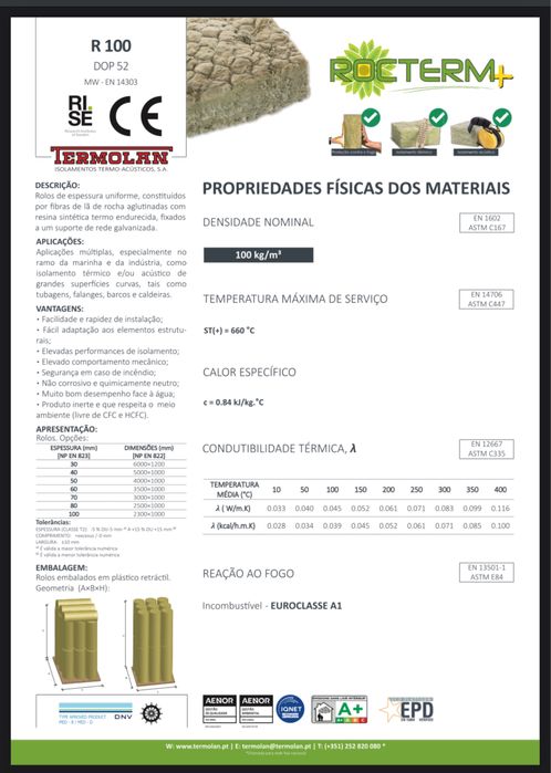 Rolo de manta de la de rocha espessura 100