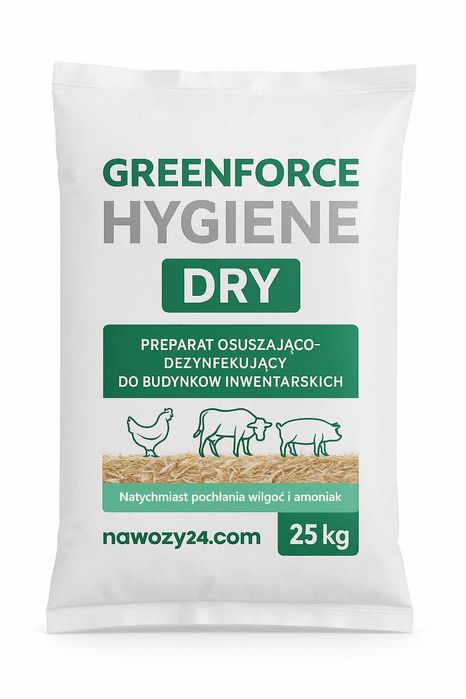 GreenForce Hygiene 25 kg – Preparat do suchej osuszania kurnika, obory
