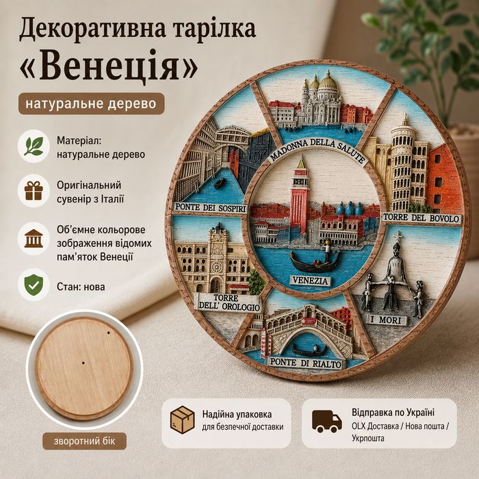 Сувенірна декоративна тарілка «Венеція» (Італія)
