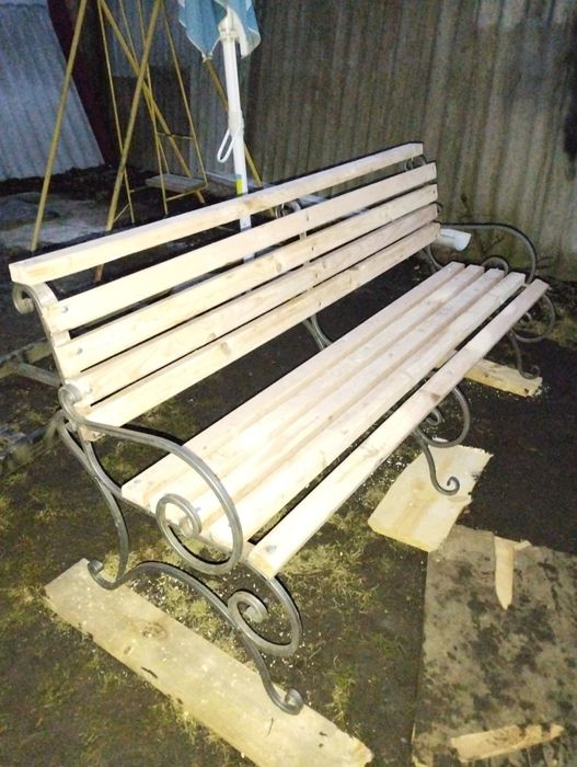 Скамейка дерево ковка