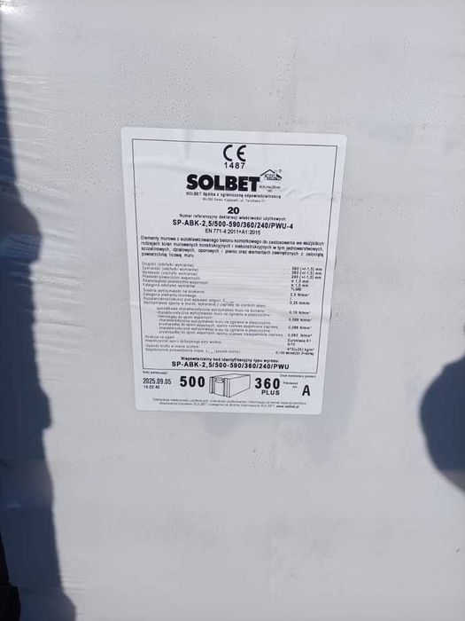 Pustaki suporex, grubość 36 cm