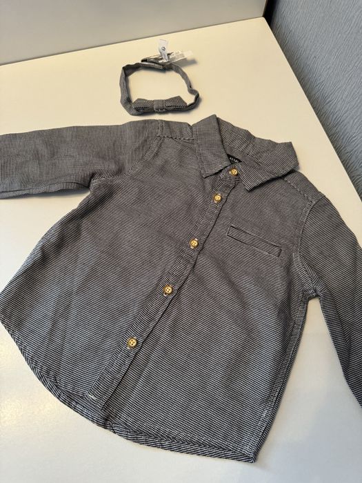 Рубашка сорочка з метеликом сіра рочок 80