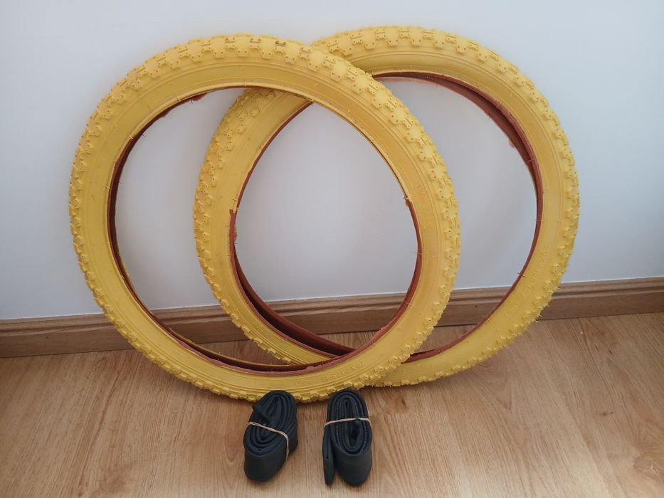 Par de Pneus novos amarelos BMX 20x2.125