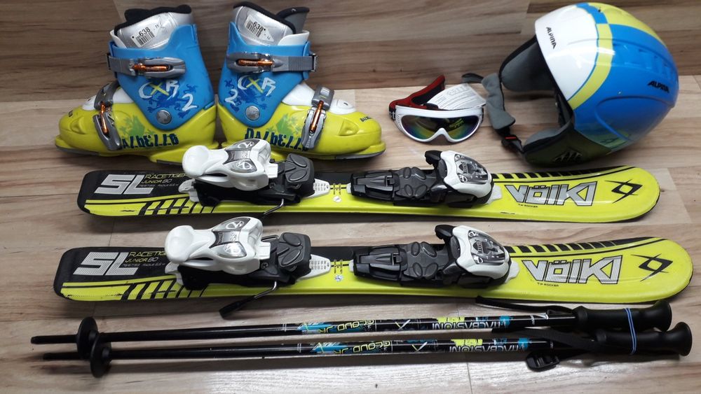 Komplet 80 VOLKL SL Buty 20 cm Kask Kijki Gogle