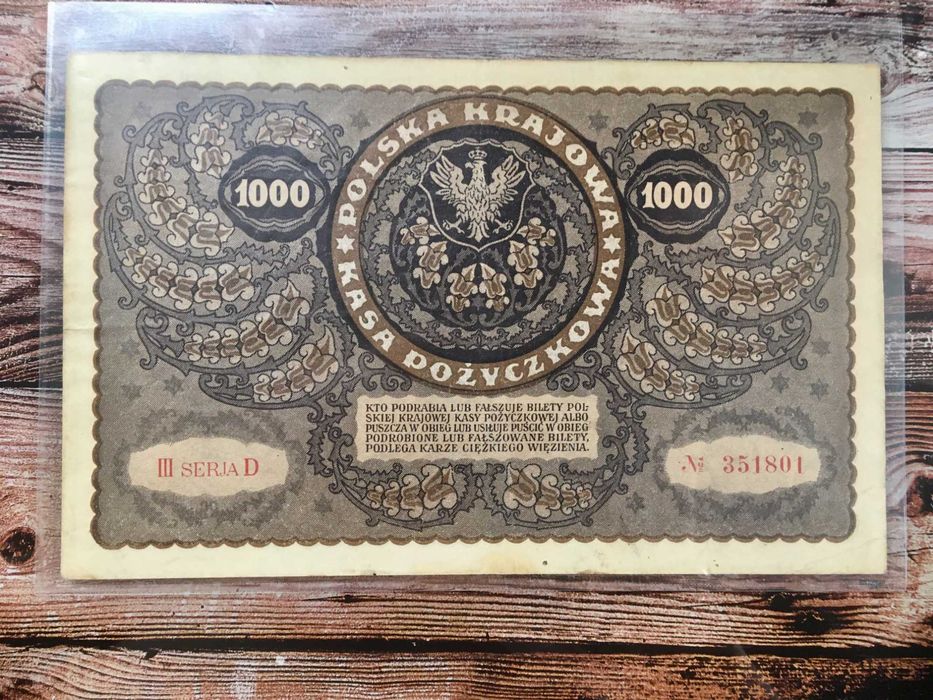 1000 marek polskich 1919 rok - stan aUNC - #1