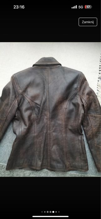 Unikatowa czekoladowa kurtka skorzana marynarka z efektem postarzania